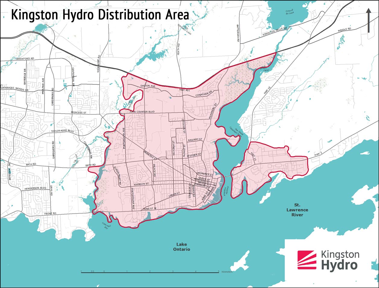 map of the Kingston Hydro distribution area